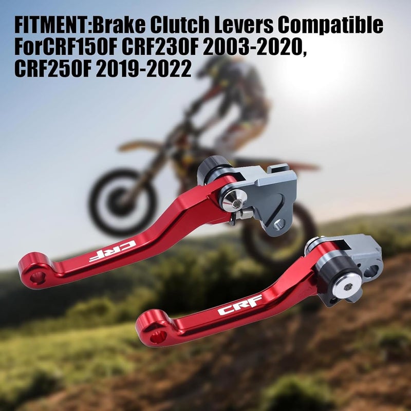 GWH CNC Foldable Brake Clutch Lever Handle Handlebar Grips Set Fit for CRF150F CRF230F CRF230 CRF150 F CRF 150F 230F 150 230 F 2003-2019 Dirt Pit Bike 7/8" 22mm (Red) - Image 2